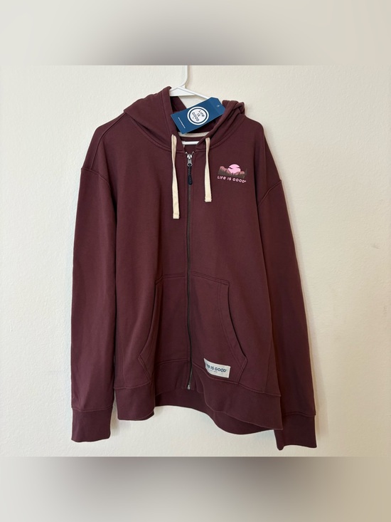 Life Is Good Tops - Life is Good Mid-Weight Zip Up Hoodie XXL Here Comes the Sun